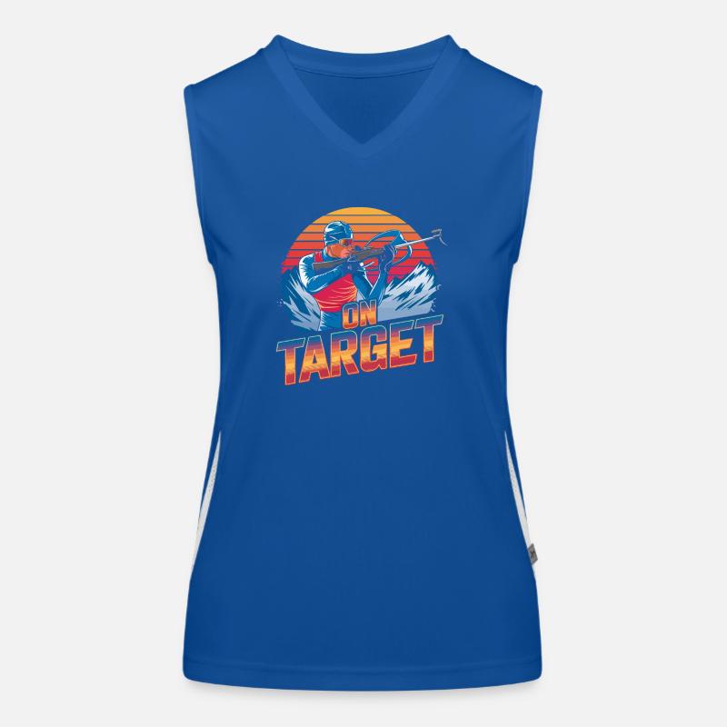 On Target - Dynamische Biathlon Kunst Funktionelles Kontrast-Tank Top für Frauen