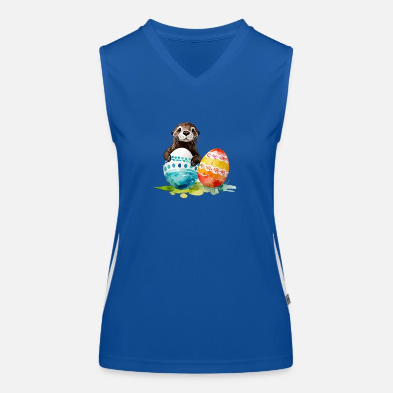 Otter Ostern Wasserfarben Funktionelles Kontrast-Tank Top für Frauen