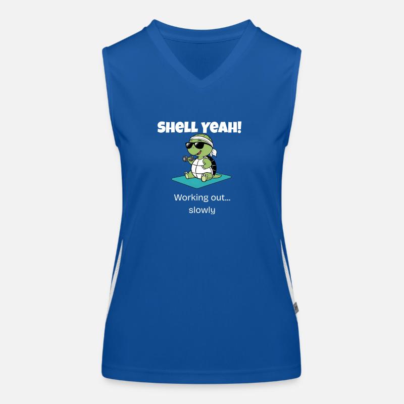 Funny Turtle Gym T-Shirt – Shell Yeah Funktionelles Kontrast-Tank Top für Frauen