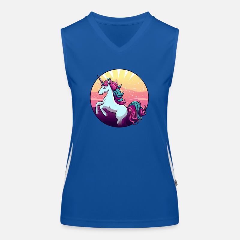 Einhorn springt Sunset Funktionelles Kontrast-Tank Top für Frauen