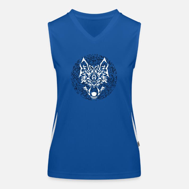 Wolf's Head, Wolf Tatoo Drawing Women's Functional Contrast Tank Top