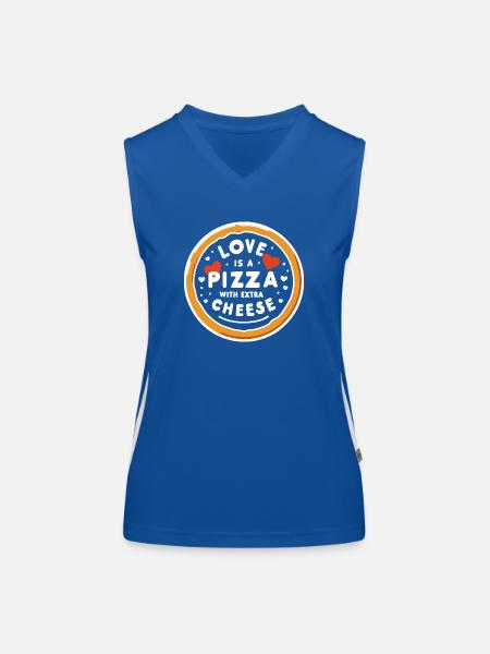 Liebe ist eine Pizza mit extra Käse - Funktionelles Kontrast-Tank Top für Frauen - Royal/Weiß - Vorne