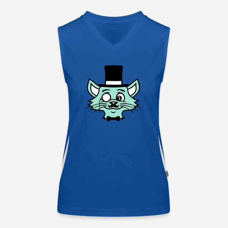 Sir Cat Gentleman Top Hat Monocle Rich Gentleman Women's Functional Contrast Tank Top