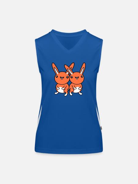 2 Hasen Team Lustig Grimasse Albern Ulkig Lächeln - Funktionelles Kontrast-Tank Top für Frauen - Royal/Weiß - Vorne