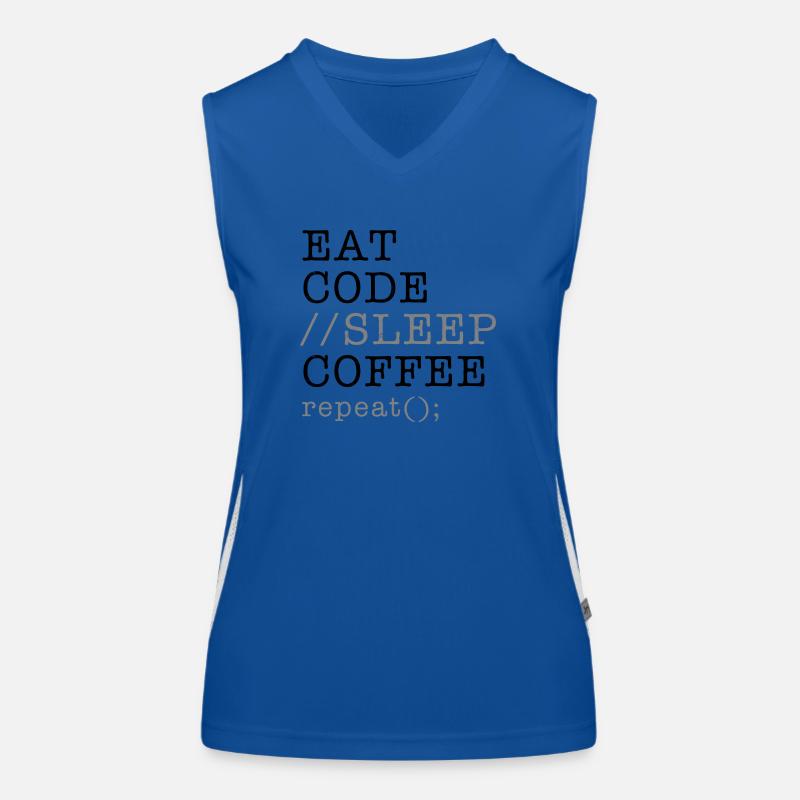 Informatique Python Programmeur Manger Code Sommeil Débardeur respirant contrasté Femme