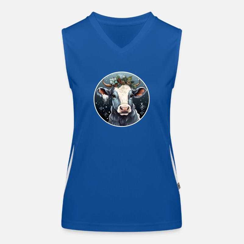 Frostige Weihnachts-Kuh Funktionelles Kontrast-Tank Top für Frauen