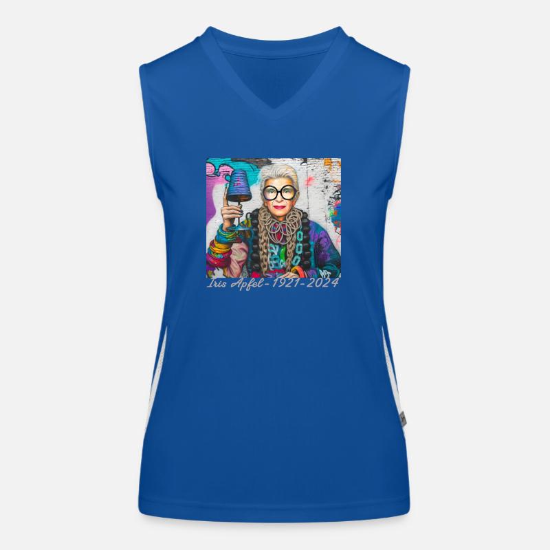 Illustration, bunt, Graffiti, Iris Apfel Funktionelles Kontrast-Tank Top für Frauen