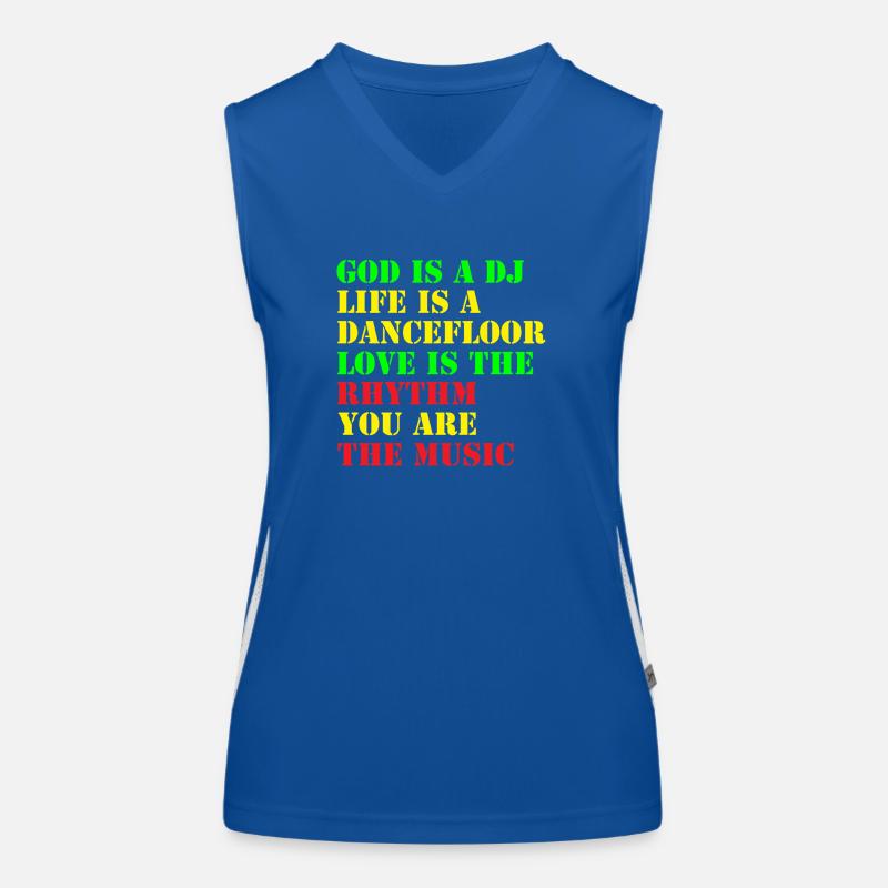 god is a dj Funktionelles Kontrast-Tank Top für Frauen