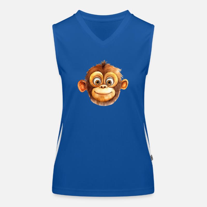 Monkey Drawing Watercolor Women's Functional Contrast Tank Top