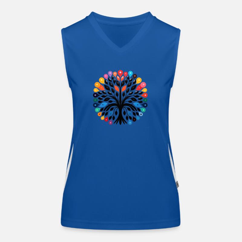Colorful Tree of Life - Colorful Dot Pattern Women's Functional Contrast Tank Top