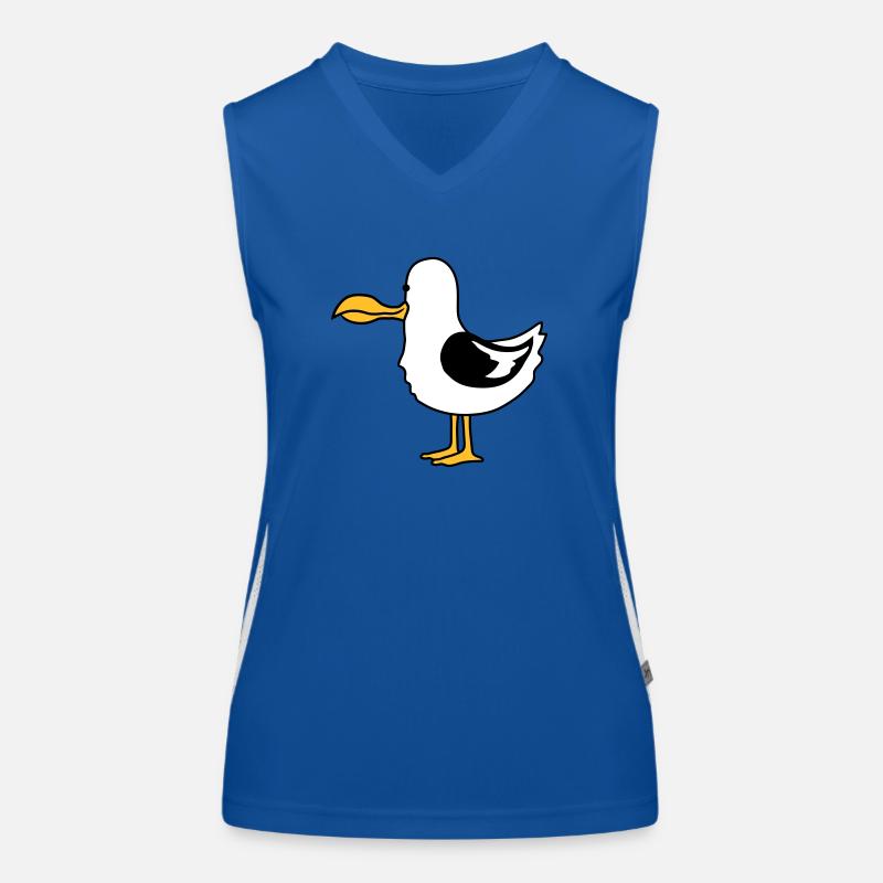 funny moeve beach bird hunger Women's Functional Contrast Tank Top