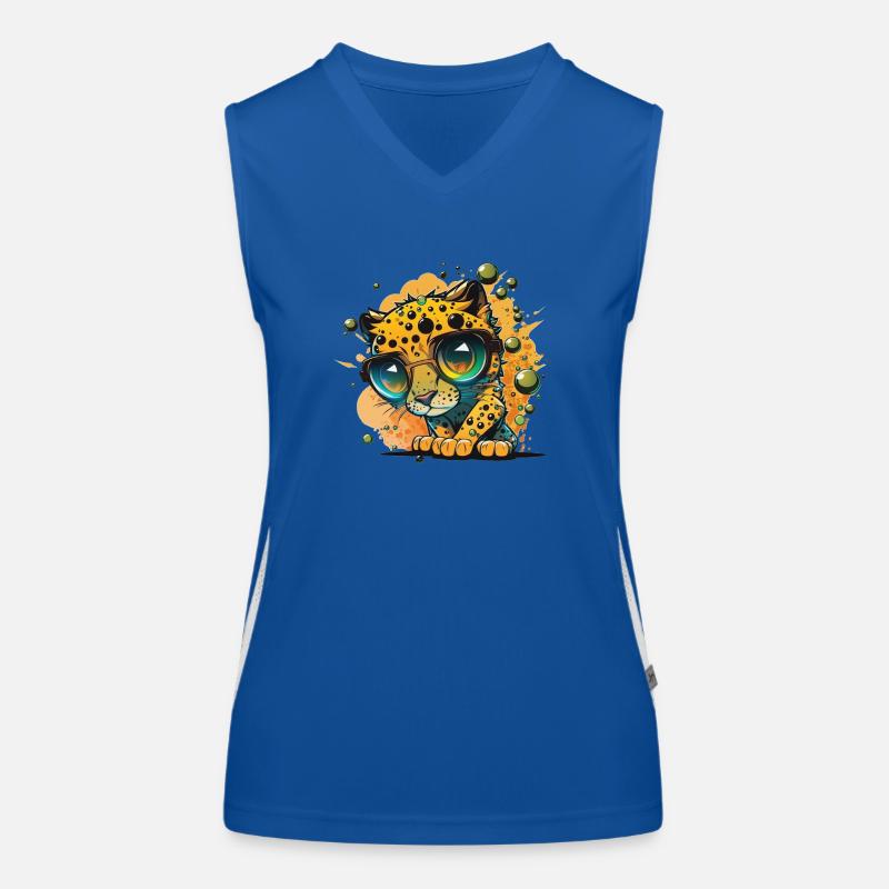 Leopard Kulleraugen Nerdbrille Funktionelles Kontrast-Tank Top für Frauen