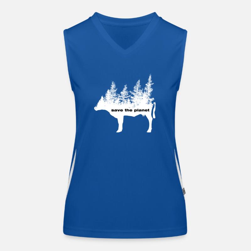 Save the Planet - Vegan Environmental Protection Cow Forest Women's Functional Contrast Tank Top