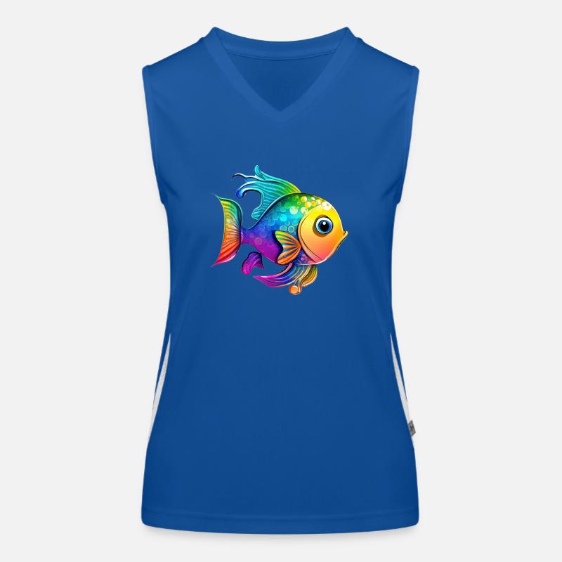 Fisch Regenbogen Zeichnung Funktionelles Kontrast-Tank Top für Frauen