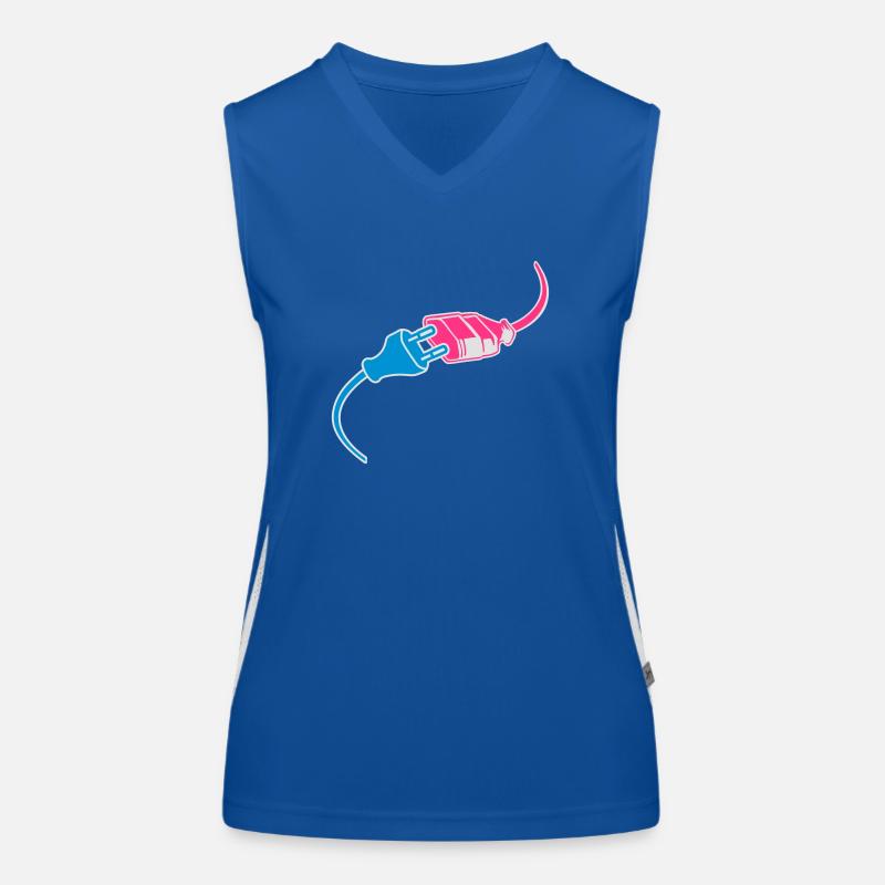 plug socket plug power extension cable design ener Women's Functional Contrast Tank Top
