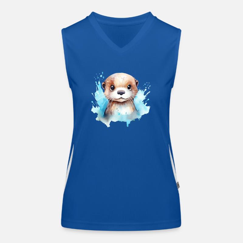 Otter Wasserfarben Zeichnung Funktionelles Kontrast-Tank Top für Frauen