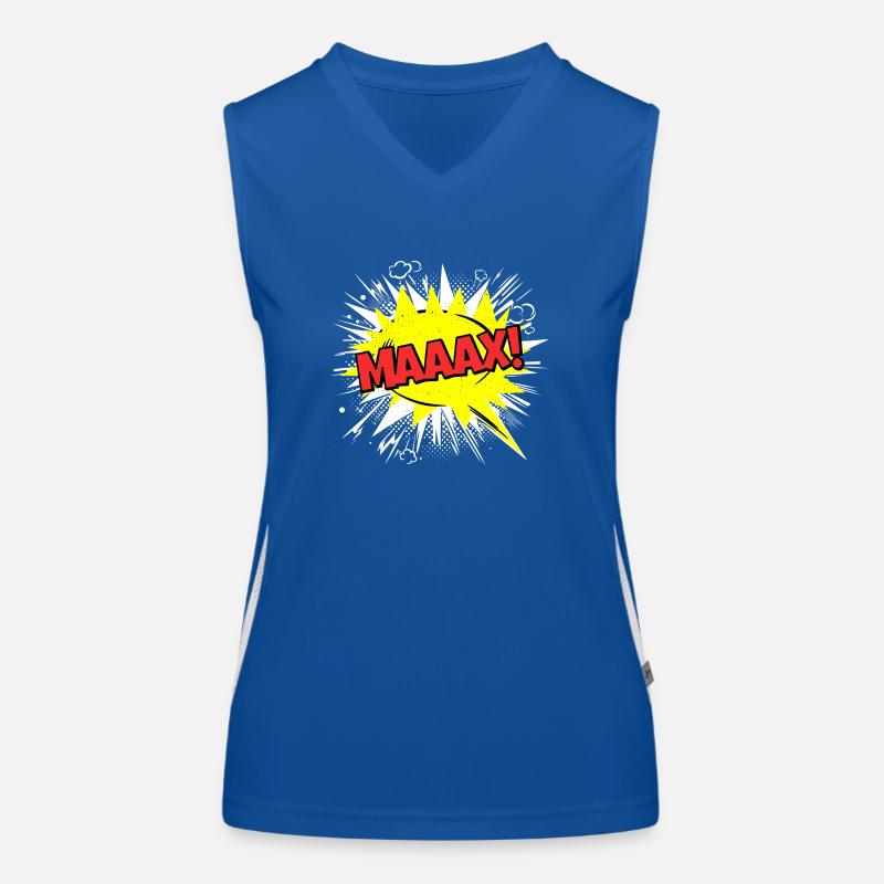 Max Name Funny Speech Bubble Maaax! - Women's Functional Contrast Tank Top - royal/white