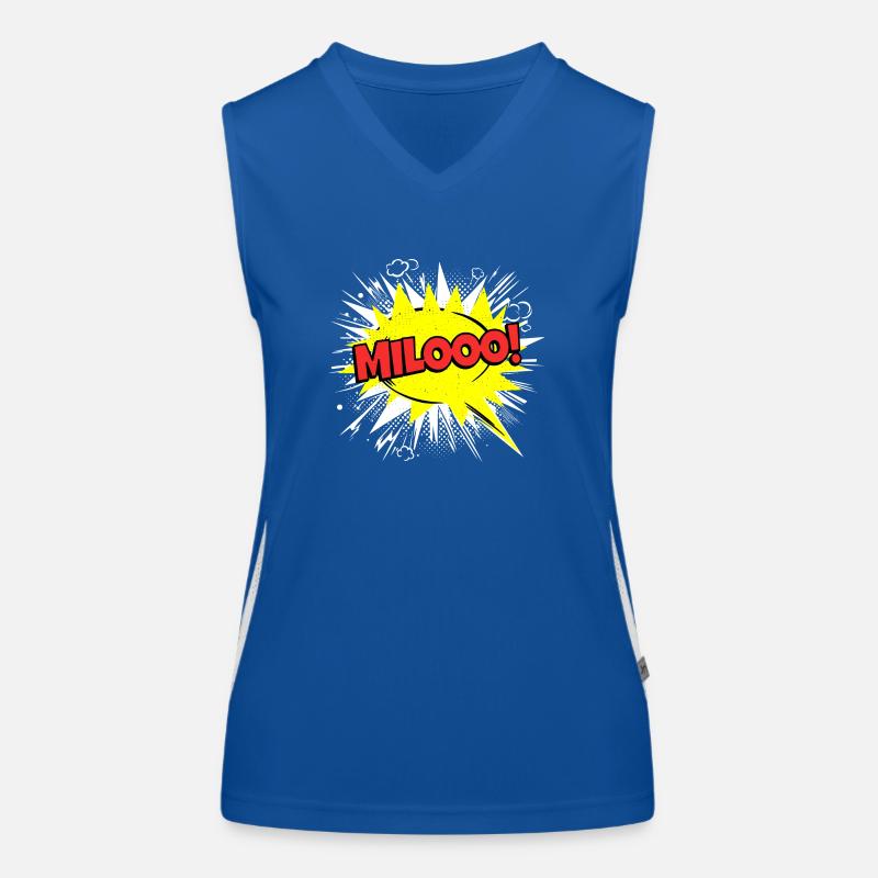 Milo Name Lustige Sprechblase Milooo! Funktionelles Kontrast-Tank Top für Frauen