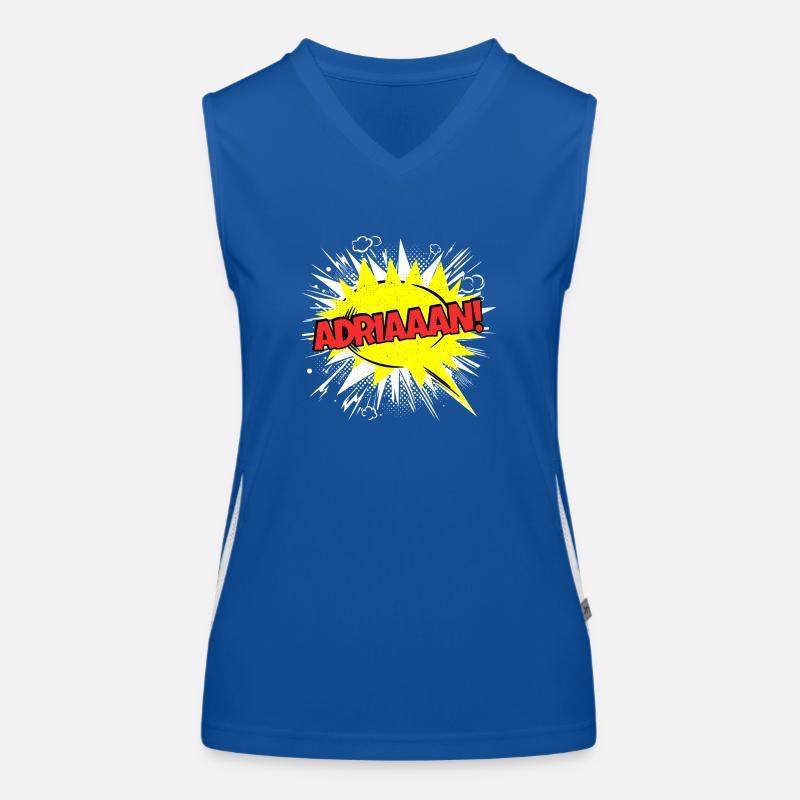 Adrian Name Lustige Sprechblase Adriaaan! Funktionelles Kontrast-Tank Top für Frauen