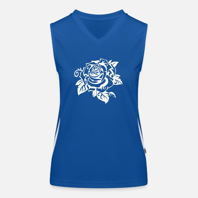 Weiße Rose Funktionelles Kontrast-Tank Top für Frauen