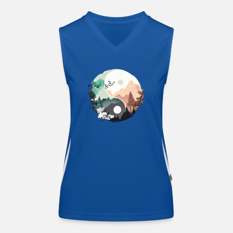 Ying Yang - Montagnes / Plage Débardeur respirant contrasté Femme