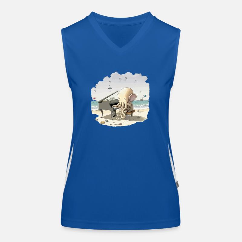 Octo der Oktopus-Pianist Funktionelles Kontrast-Tank Top für Frauen