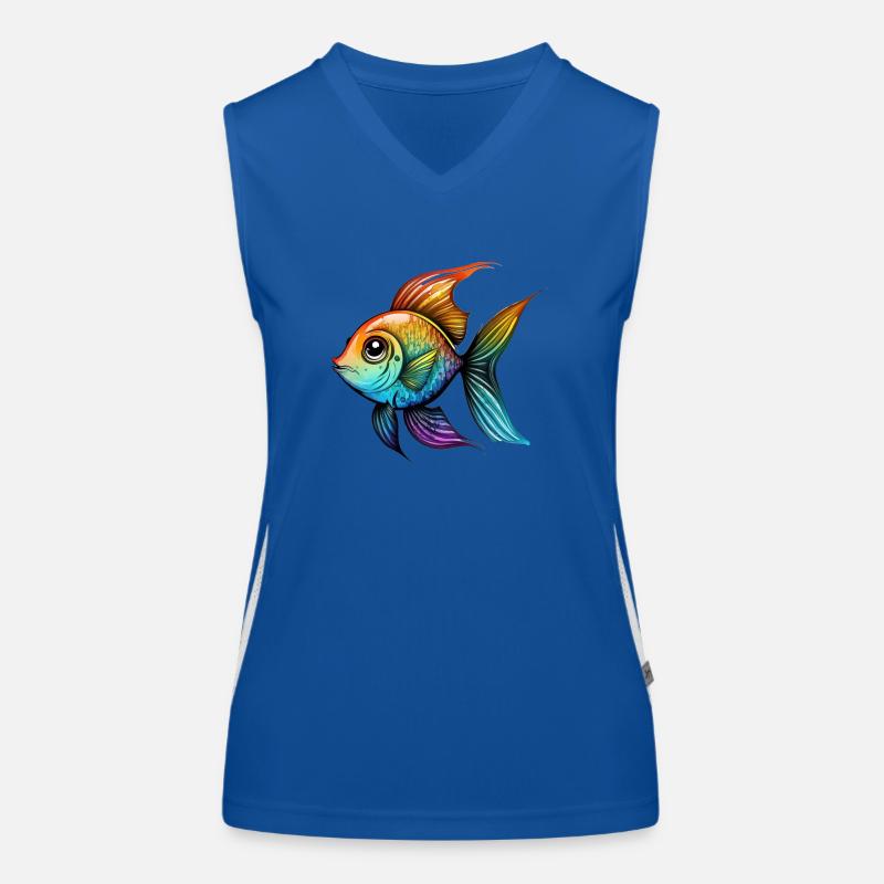 Dessin arc-en-ciel de poisson Débardeur respirant contrasté Femme