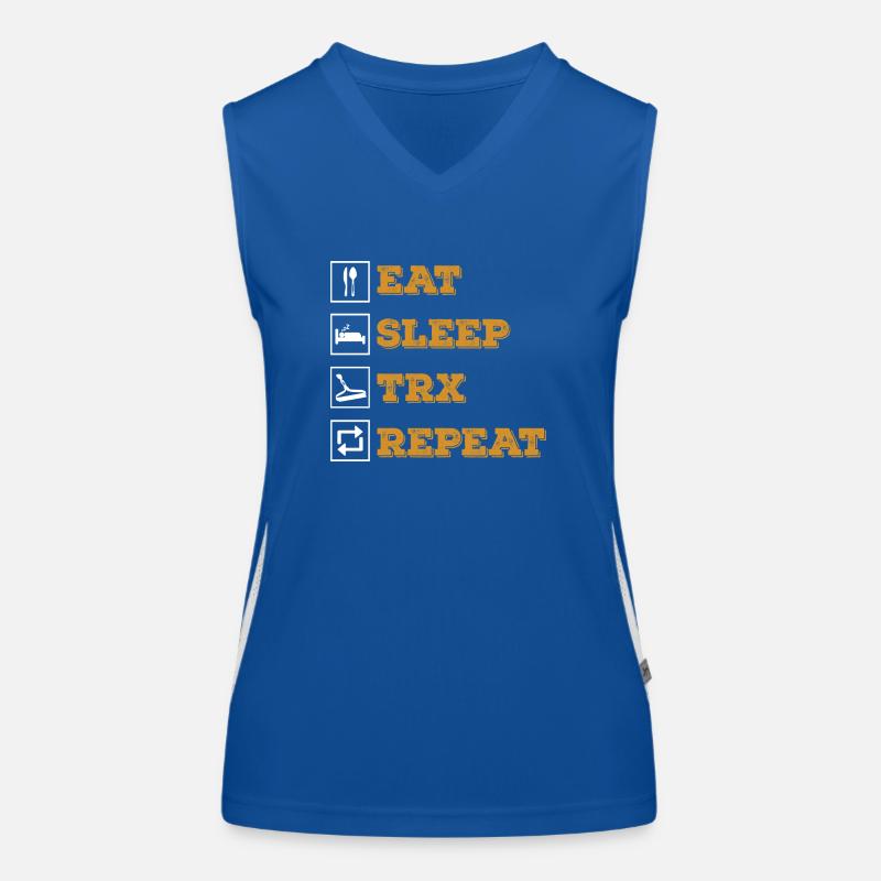EAT SLEEP TRX REPEAT GYM Training BODYBOUILDING - Women's Functional Contrast Tank Top - royal/white