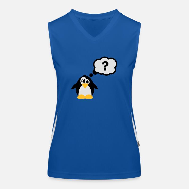 Pinguine Fragezeichen Funktionelles Kontrast-Tank Top für Frauen