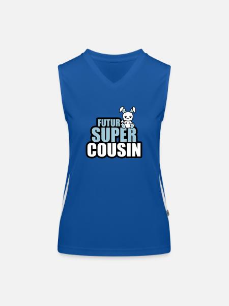 futur super cousin - Débardeur respirant contrasté Femme - bleu/blanc - Devant