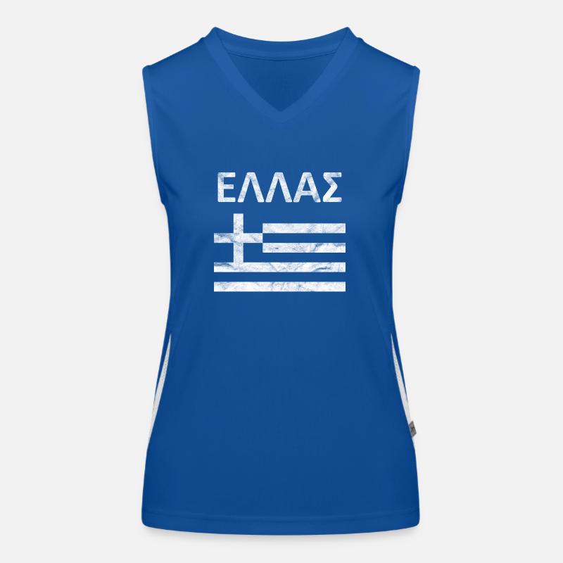 Grèce Drapeau Vintage Écriture grecque Débardeur respirant contrasté Femme