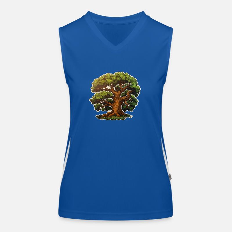 Eiche großer Baum Funktionelles Kontrast-Tank Top für Frauen