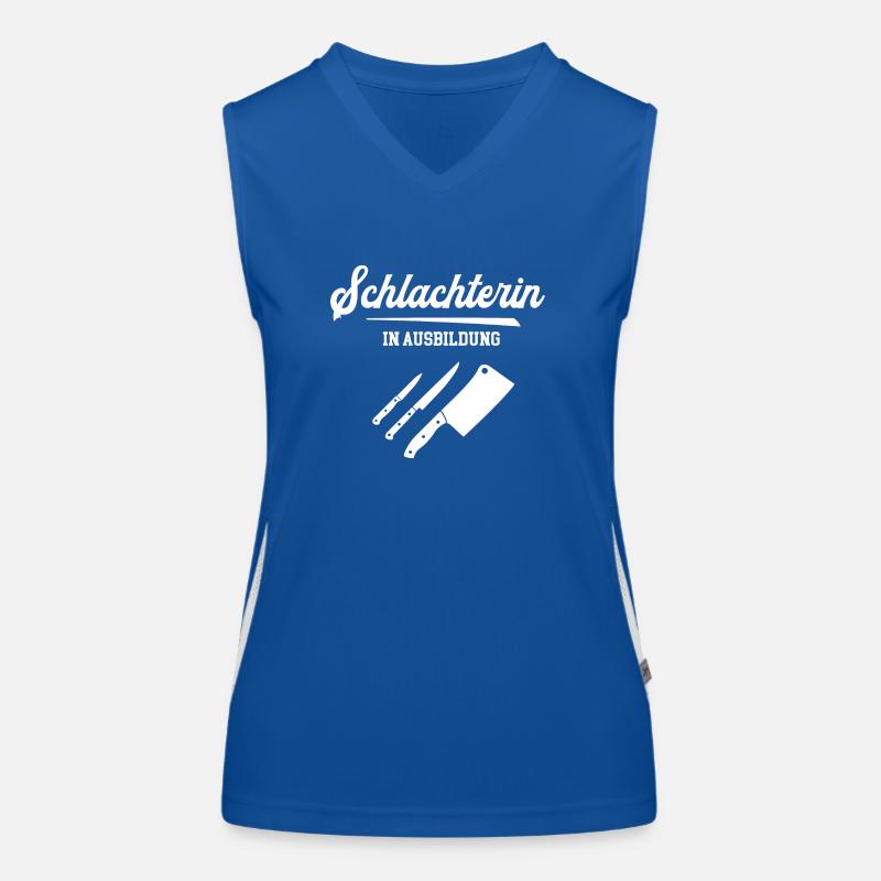 Schlachterin in Ausbildung Metzger Fleischer Azubi Funktionelles Kontrast-Tank Top für Frauen