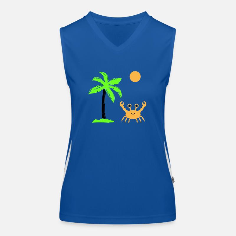 crab, sun, palm Women's Functional Contrast Tank Top