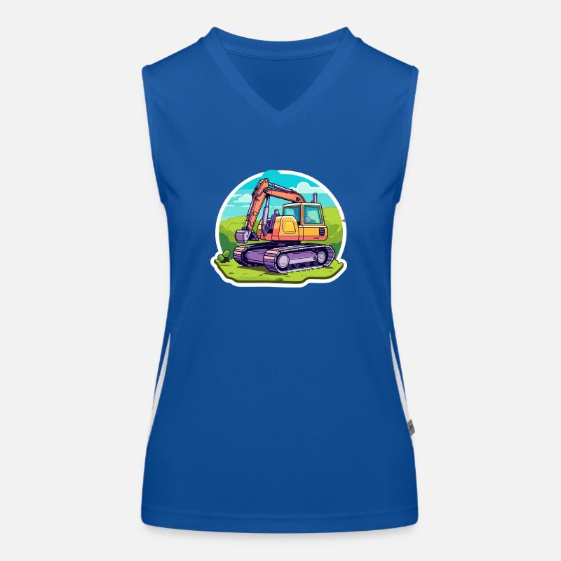 Dessin de chantier de construction d’excavatrice Débardeur respirant contrasté Femme