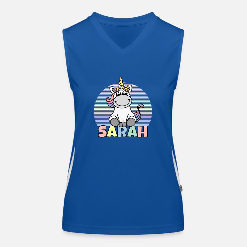 Sarah Einhorn Name Funktionelles Kontrast-Tank Top für Frauen