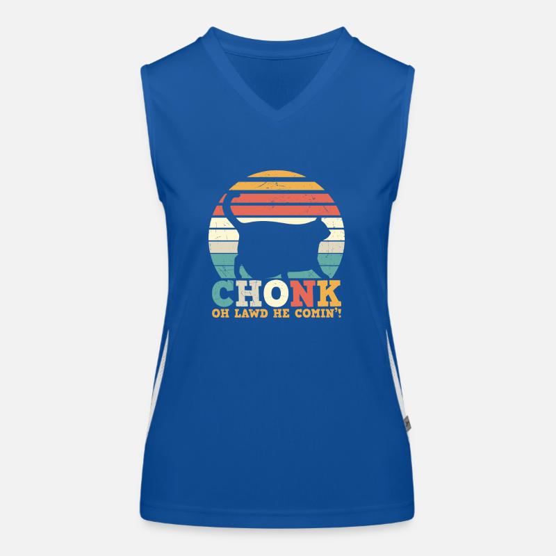 Chonk Cat Scale Meme Funny Cat Lovers Women's Functional Contrast Tank Top