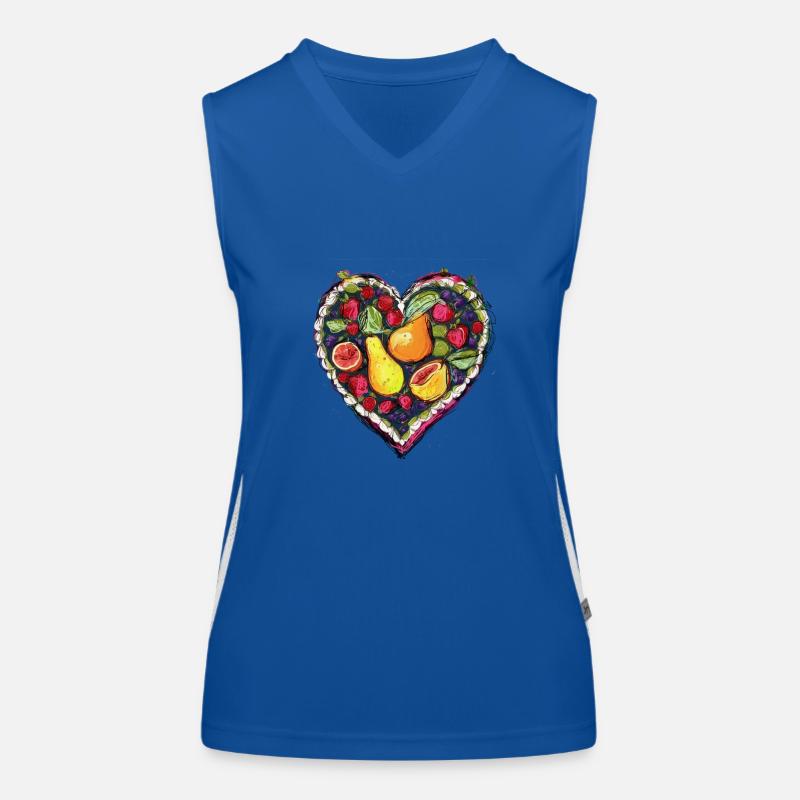 Früchteherz, Früchte, Äpfel, Birnen, Beeren Funktionelles Kontrast-Tank Top für Frauen