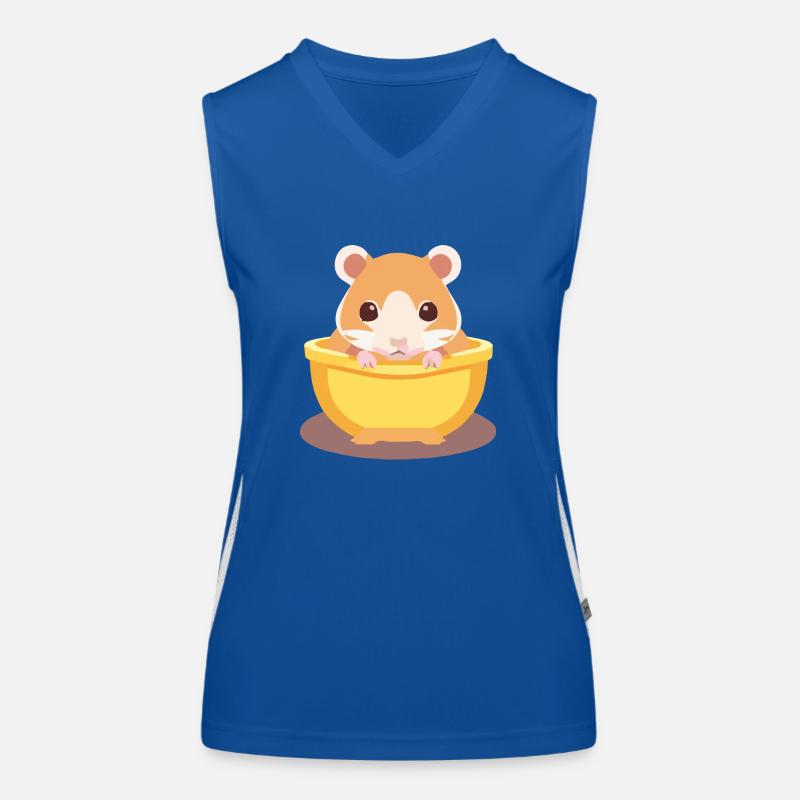 cute hamster in bowl Women's Functional Contrast Tank Top