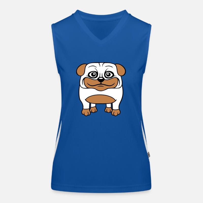 Hund Mops Klein Süß Dick Lieb Glücklich Comic Spaß Funktionelles Kontrast-Tank Top für Frauen
