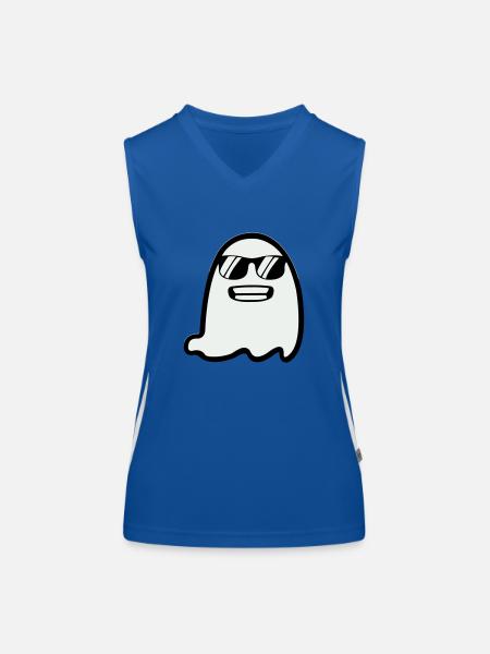 Fantôme avec des lunettes de soleil - Débardeur respirant contrasté Femme - bleu/blanc - Devant