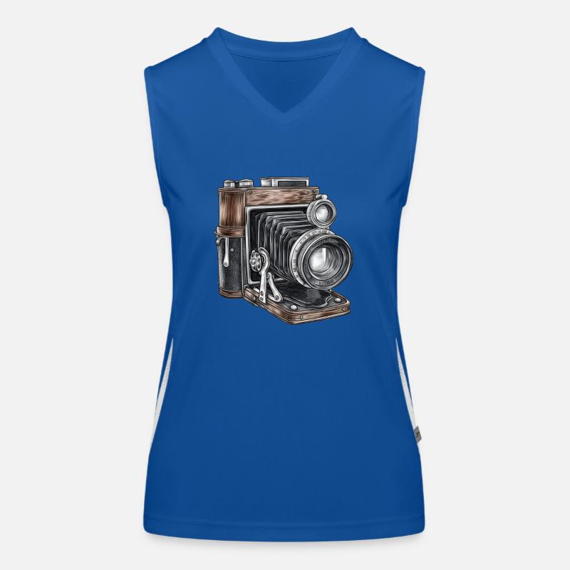 Dessin rétro de caméra Débardeur respirant contrasté Femme