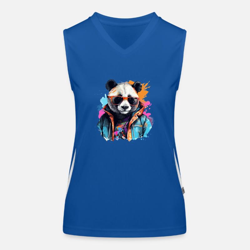 Panda renégat. Design de style graffiti. Débardeur respirant contrasté Femme