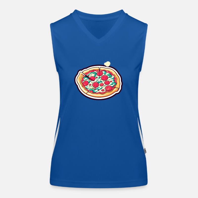 Pizza Slice Zeichnung Funktionelles Kontrast-Tank Top für Frauen