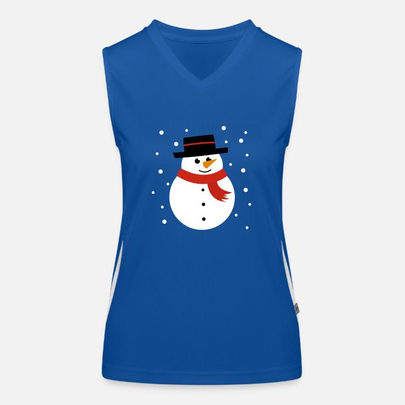 Schneemann mit Schneeflocken Funktionelles Kontrast-Tank Top für Frauen