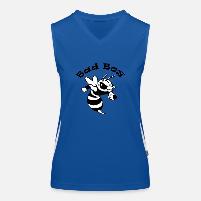 Spruch "Bad Boy" mit einer coolen Comicbiene Funktionelles Kontrast-Tank Top für Frauen