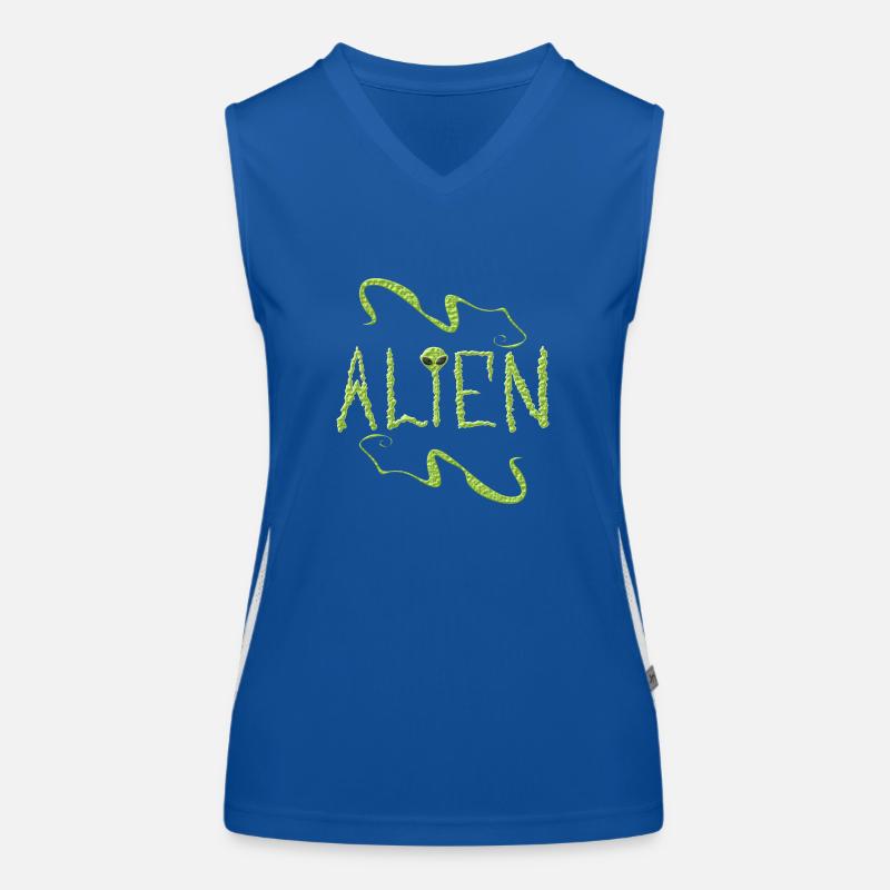 Alien aux yeux noir extraterrestre vert caché Débardeur respirant contrasté Femme