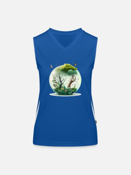 La forêt miniature - Débardeur respirant contrasté Femme - bleu/blanc - Devant