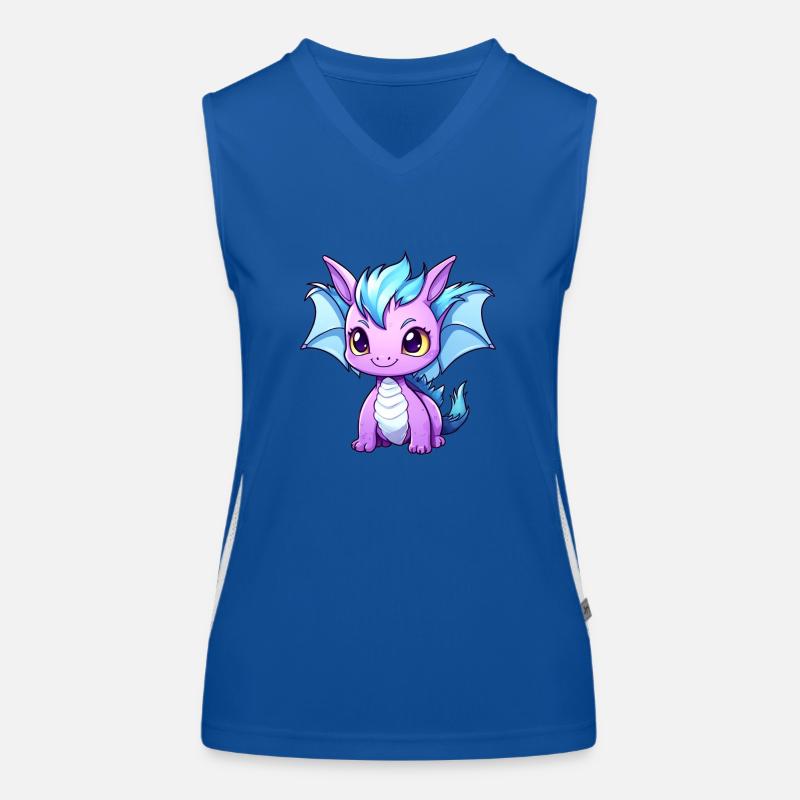 Drache Kawaii Zeichnung Funktionelles Kontrast-Tank Top für Frauen