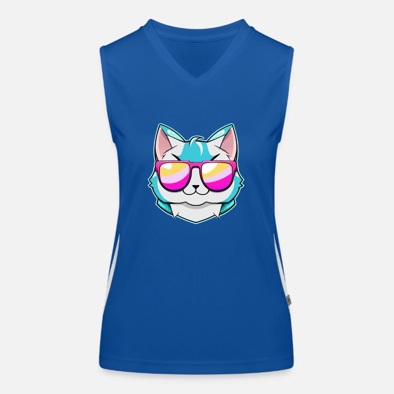 Cool cat with sunglasses Women's Functional Contrast Tank Top